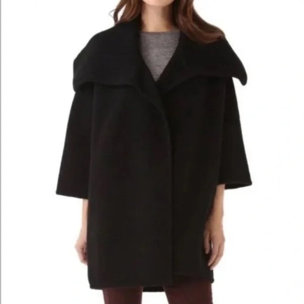 Vince Black Wool Knit Shawl Collar Cardigan Coat 3/4 Sleeve Womens Size Small